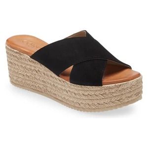 CORDANI Bella Espadrille Wedge Sandal, NWOT, Black, Size 38/7.5.